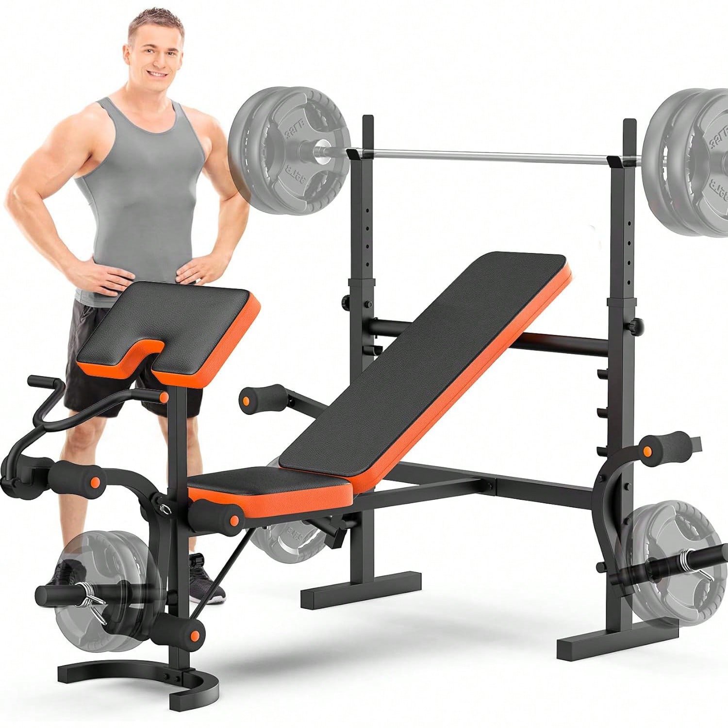 Home Gym Leg Press - GIKPAL Hantelbank, Hantelbank-Set mit Beinstrecker, 6-in-1
