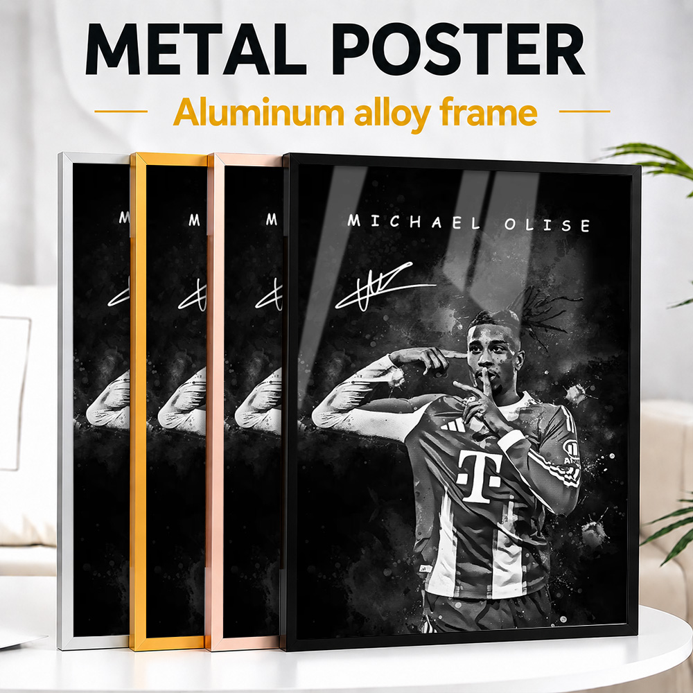 Home Gym Icon - Michael Olise Fußballtor Gerahmter Metallbild-Druck Personalisiertes