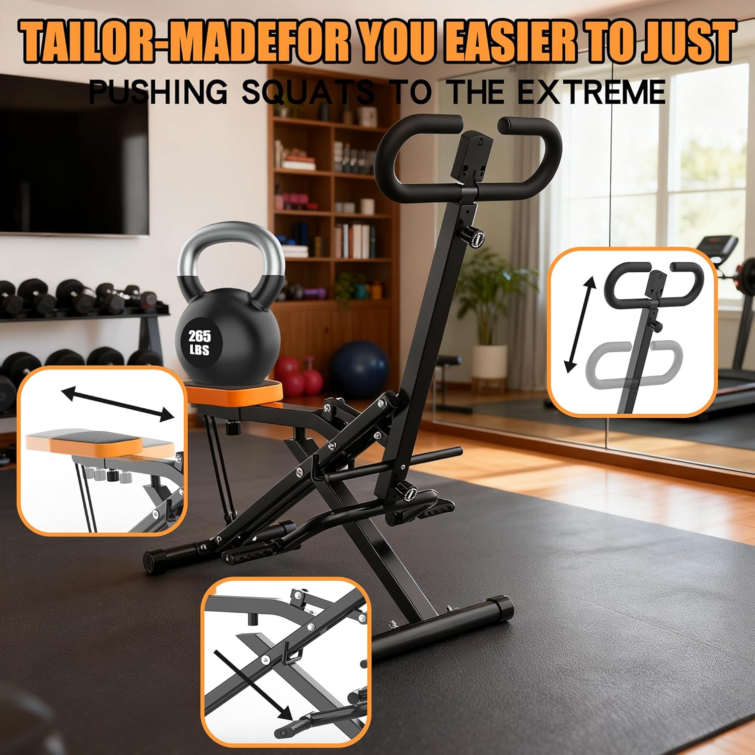 Leg Press Machine - Kniebeugentrainer für Zuhause, faltbarer Gesäßtrainer mit