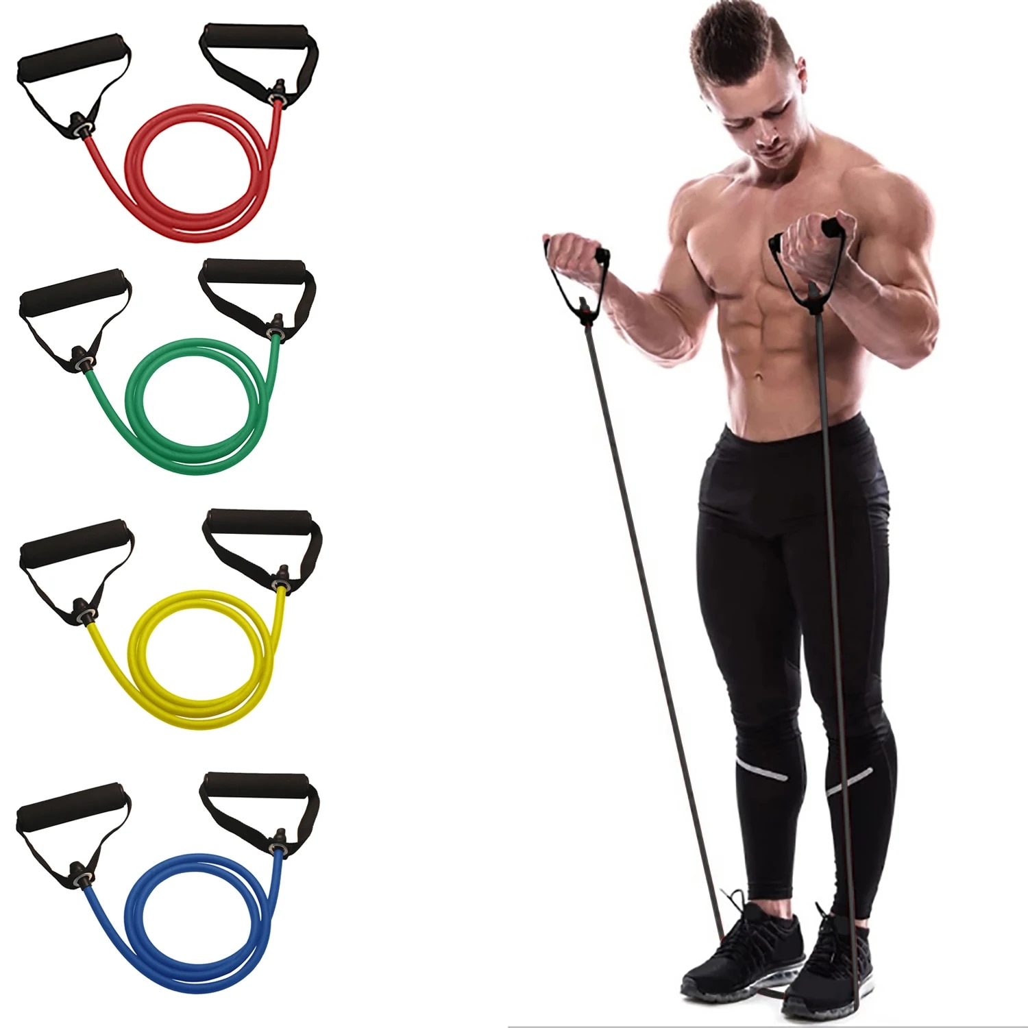 Home Gym Leg Press - Widerstandsbänder mit Griffen, Übungsbändern, Trainingsbänder mit