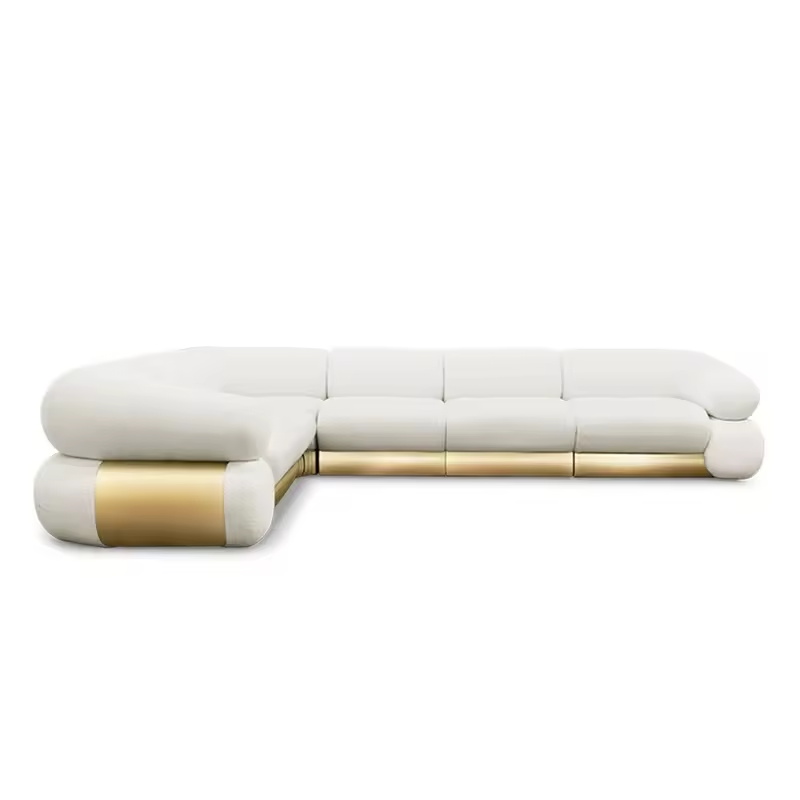 Home Gym Gold - Elegante, luxuriöse, modulare Samt-Sofagarnitur mit goldenen