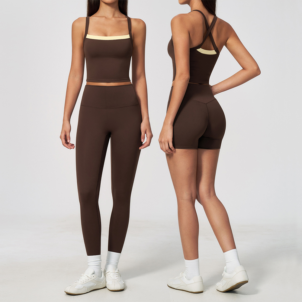 Home Gym Leg Press - Yoga-Set 2-teilig Damen Gym-Set Rückenfreie Hochtaillierte